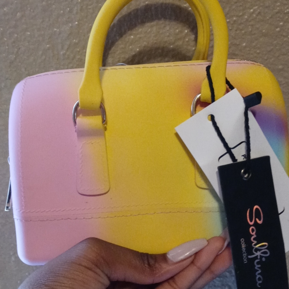 A brand new neon colored purse